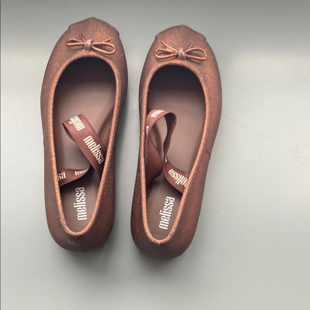 Melissa Sparkly Brown Ballet Flats with Bow